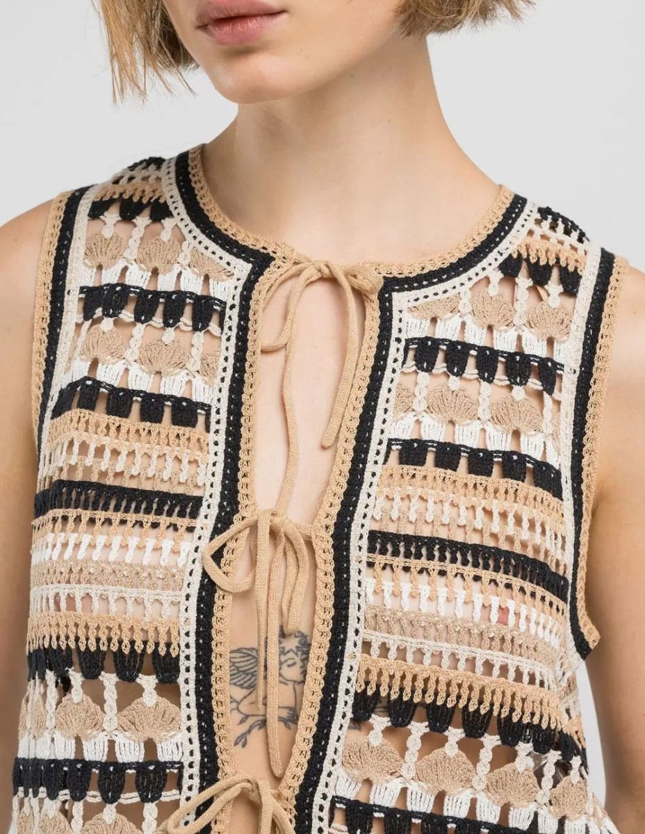 Chaleco Replay Efecto Ganchillo Multicolor Mujer - Imagen 3